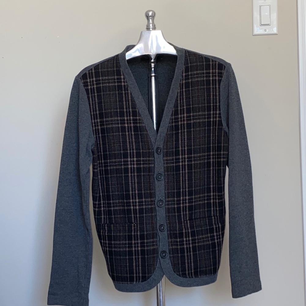 RW & Co. Men’s Tartan Wool Cardigan